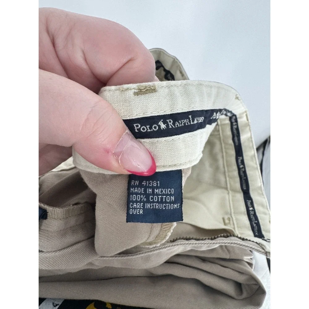 Polo Ralph Lauren Andrew Pants Mens Size 36x32 Khaki Vintage Baggy Pleated Chino